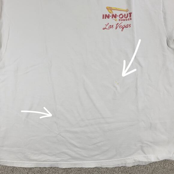VTG IN-N-OUT Burger Las Vegas‎ Hanes T-Shirt Mens XL White Red Hot Rod Back Y2K - Picture 14 of 16